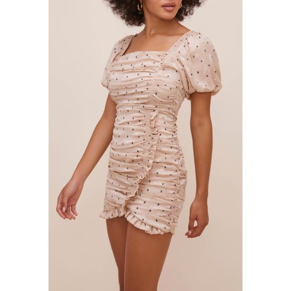 ASTR The‎ Label Julianna Dress Taupe Black Floral Dot S - Picture 1 of 7